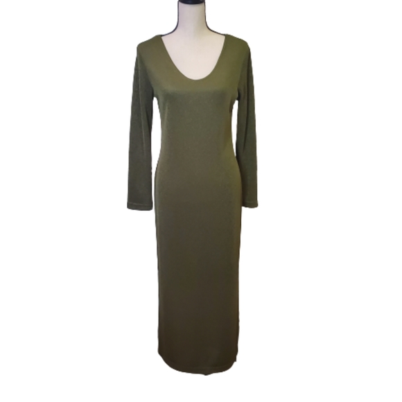 Nicole Studio VINTAGE Olive Green Maxi Dress w/Vest, Size 8 - Picture 6 of 14